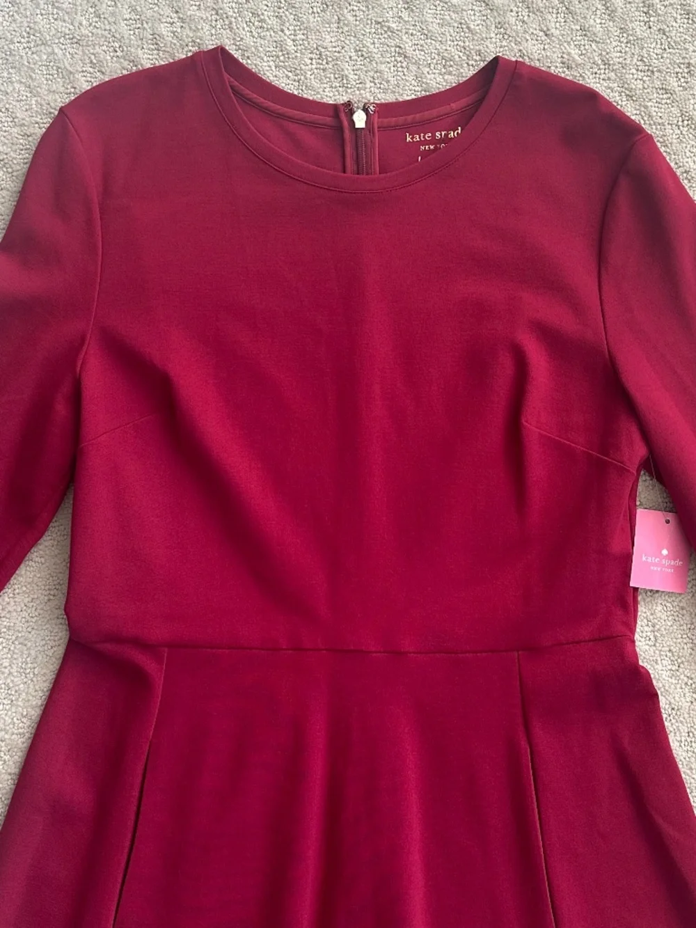 Kate Spade Colorblock Bell Sleeve Ponte Dress Cranberry L Cocktail Party Preppy